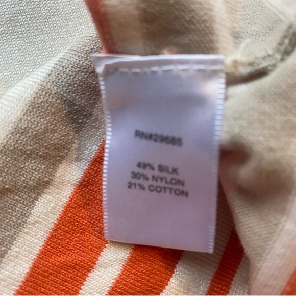 Pendleton Women’s XL Petite Silk Blend Striped Long Sleeve Knit Top Orange Cream - Picture 5 of 11